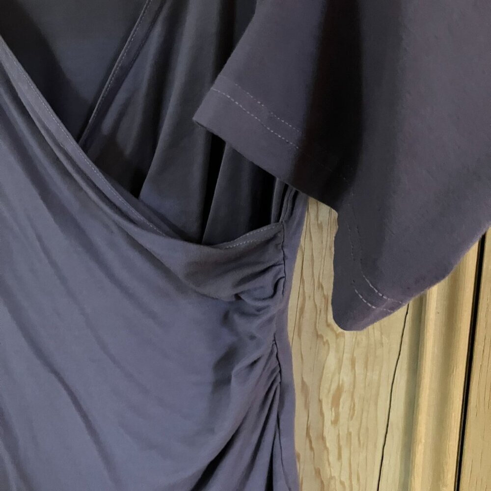 Bryn Walker Women Faux Wrap USA Made Stretch Blouse Top Size Large Purple SP EXC - Picture 3 of 10